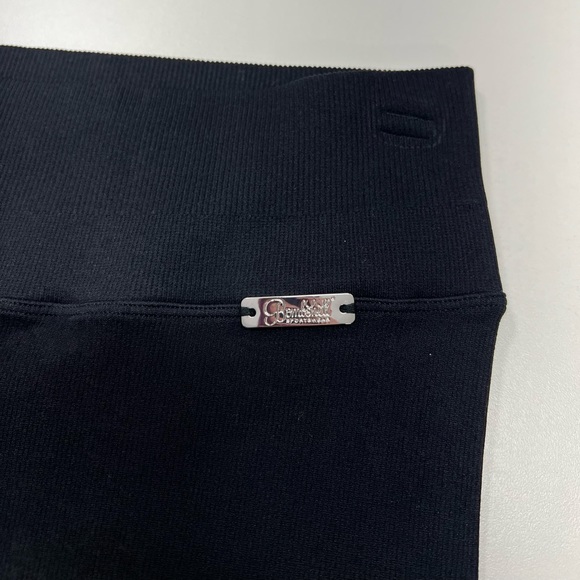 Bombshell Sportswear Ribbed Seamless Leggings Black Silver Logo Size XS NEW - Picture 13 of 15